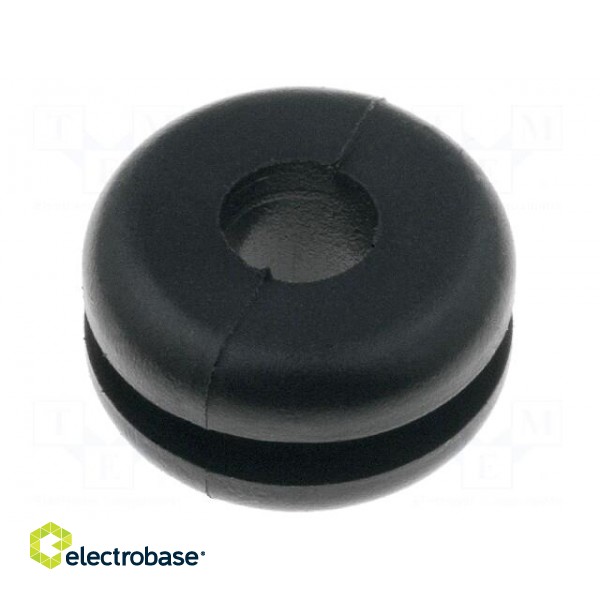 Grommet | Ømount.hole: 9mm | Øhole: 4mm | PVC | black | -30÷60°C | UL94V-2
