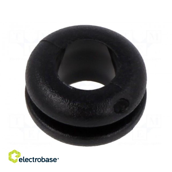 Grommet | Ømount.hole: 9mm | Øhole: 6mm | black | 0÷80°C | PVC
