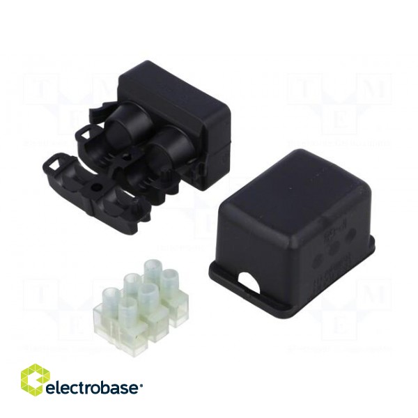 Gel cable joint | RELICON | polyamide | IP68 | black | Y: 38mm | X: 42.5mm paveikslėlis 1