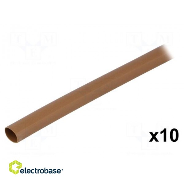 Heat shrink sleeve | 3: 1 | 6mm | L: 200mm | brown | 10pcs.