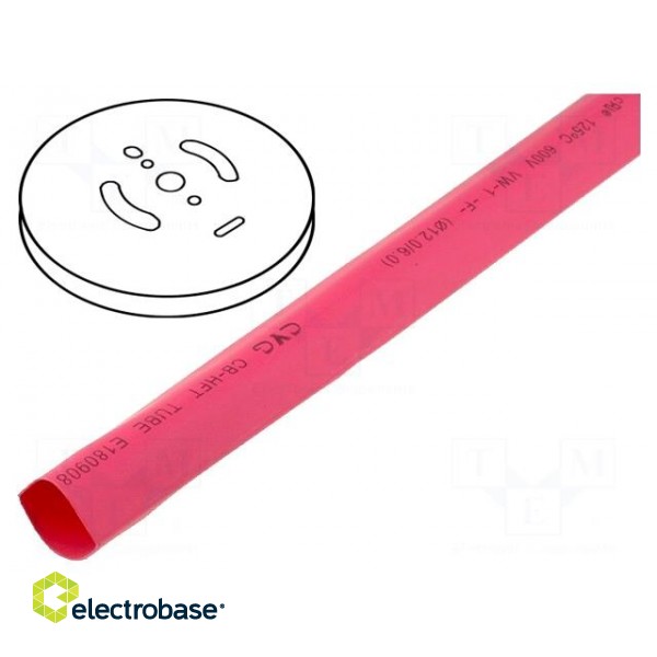 Heat shrink sleeve | glueless | 2: 1 | 25.4mm | red | polyolefine