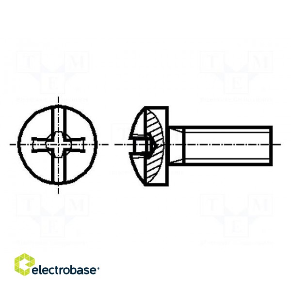 Screw | M3x3 | 0.5 | Head: button | Phillips,slotted | 0,6mm,PH1 | steel