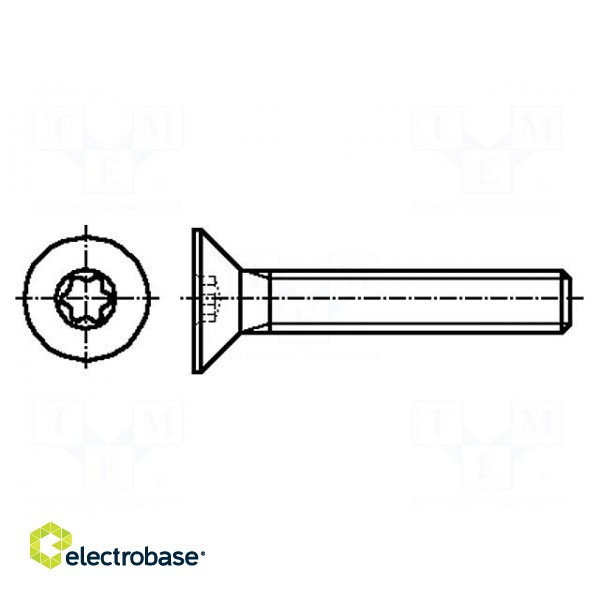 Screw | M2,5x6 | Head: countersunk | Torx® | A2 stainless steel | TX08