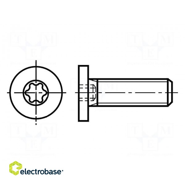 Screw | M6x10 | 1 | Head: cheese head | Torx® | TX20 | steel | zinc