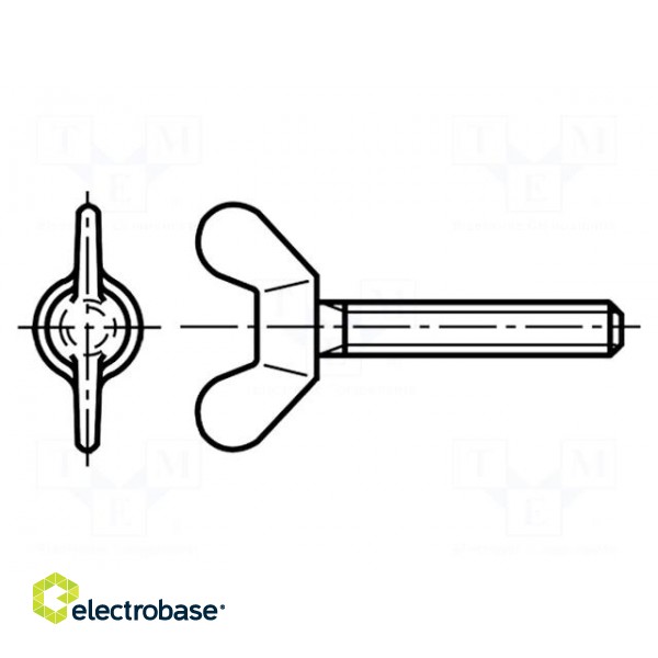 Screw | M6x10 | Head: wing | polyamide | DIN 316