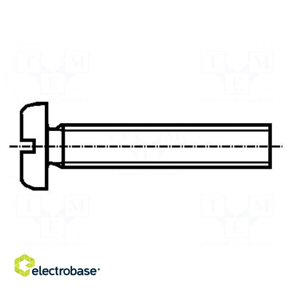 Screw | M6x30 | DIN: 85A | Head: cheese head | slotted | polyamide