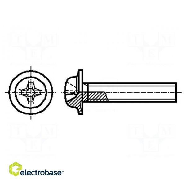 Screw | with flange | M4x10 | Head: button | Phillips | PH2