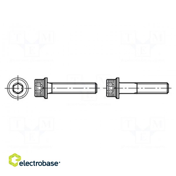 Screw | with flange | M6x16 | 1 | Head: knurled,cheese head | hex key