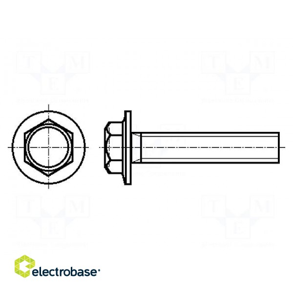 Screw | with flange | M4x12 | 0.7 | Head: hexagonal | steel | zinc