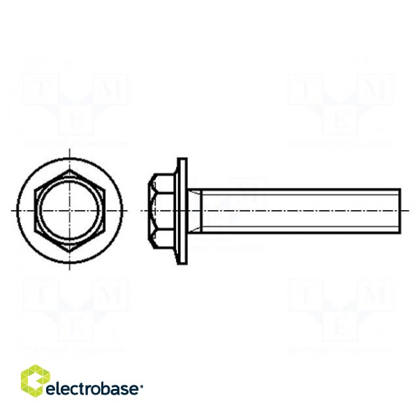 Screw | with flange | M6x20 | 1 | Head: hexagonal | A2 stainless steel