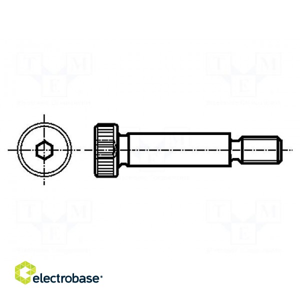 Shoulder screw | steel | M12 | 1.75 | Thread len: 18mm | hex key | Ø: 16mm