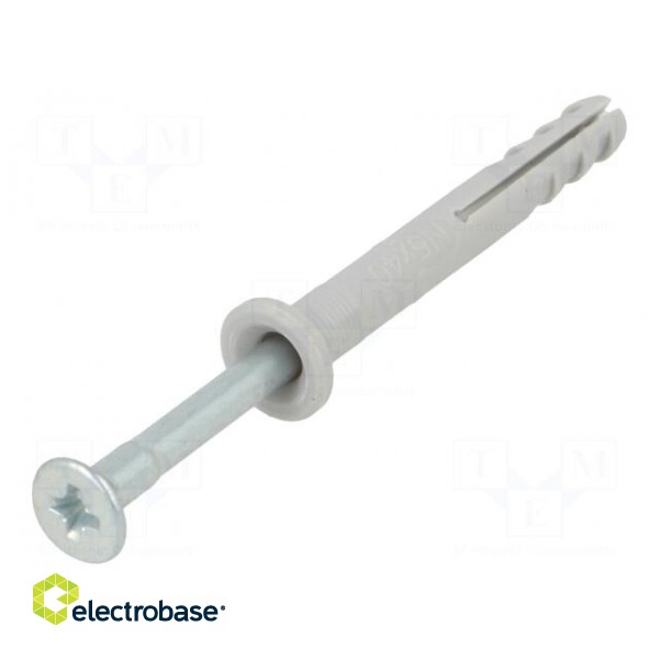 Plastic anchor | with flange,with screw | 5x40 | zinc-plated steel image 1