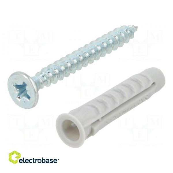 Plastic anchor | with screw | 6x30 | SX | 50pcs | 6mm image 1