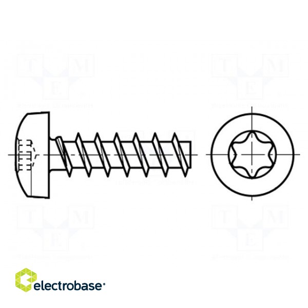 Screw | 3x25 | Head: cheese head | Torx® | TX10 | hardened steel