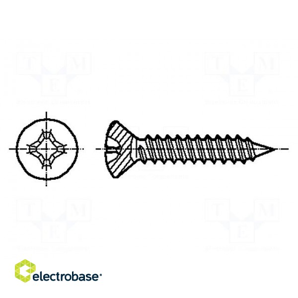 Screw | 2,9x9,5 | Head: countersunk | Phillips | A2 stainless steel