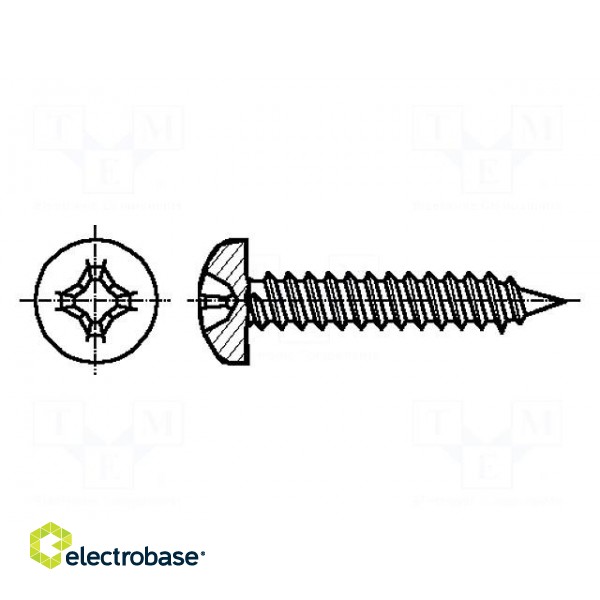 Screw | 2,9x6,5 | Head: cheese head | Phillips | A2 stainless steel