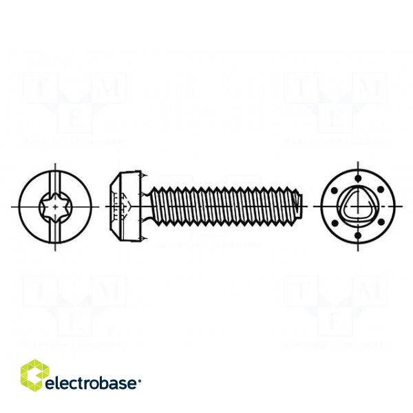 Screw | for metal | 4x6 | Head: cheese head | slotted,Torx® | 1mm,TX20