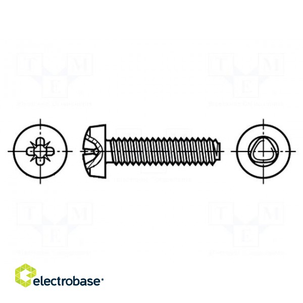 Screw | for metal | 2.5x20 | Head: cheese head | Pozidriv | PZ1 | zinc