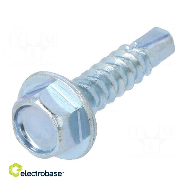 Screw | for metal | with flange | 6.3x32 | Head: hexagonal | 10mm | zinc