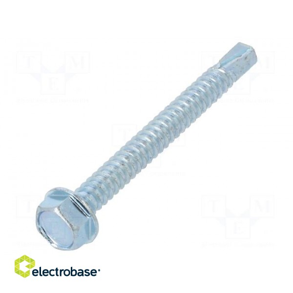 Screw | for metal | with flange | 6.3x60 | Head: hexagonal | 10mm | zinc