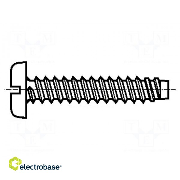 Screw | for plastic | 3.5x9.5 | Head: cheese head | slotted | 1mm | steel