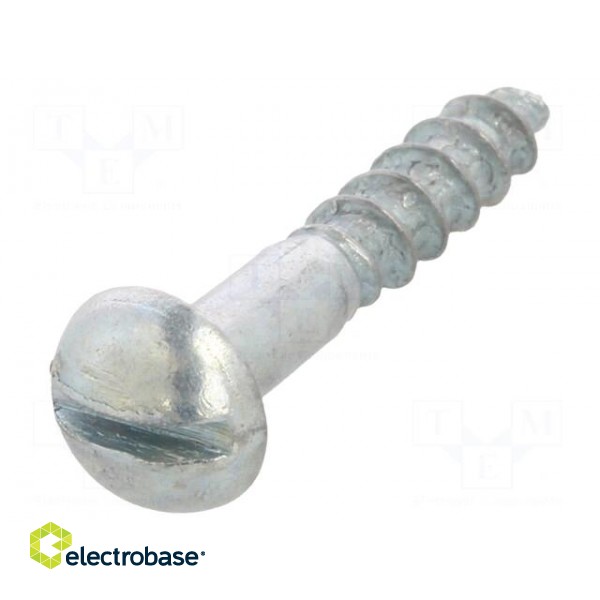 Screw | for wood | 3x16 | Head: button | slotted | 0,8mm | steel | zinc image 1