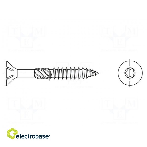 Screw | for wood | 4.5x40 | Head: countersunk | Torx® | TX20 | zinc