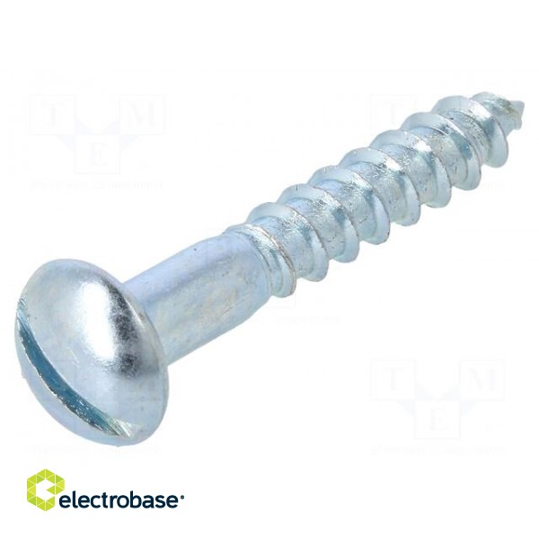Screw | for wood | 5x30 | Head: button | slotted | 1,2mm | steel | zinc image 1