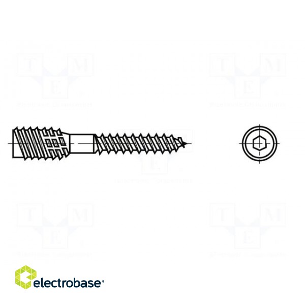 Screw | for wood | 6x230 | Head: without head | hex key | HEX 4mm | steel image 2