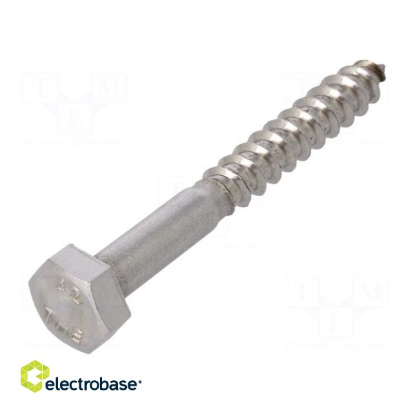 Screw | for wood | 6x50 | Head: hexagonal | none | 10mm | Head height: 4mm image 1