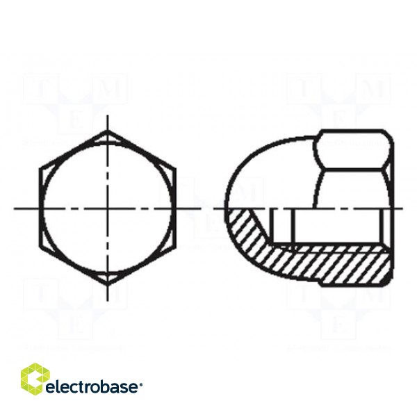 Nut | hexagonal | M5 | 0.8 | steel | 8mm | BN 149 | DIN 1587 | dome