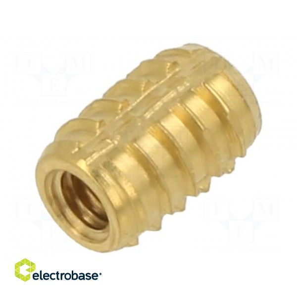 Threaded insert | brass | M2,5 | BN 37915 | L: 6.25mm | for plastic