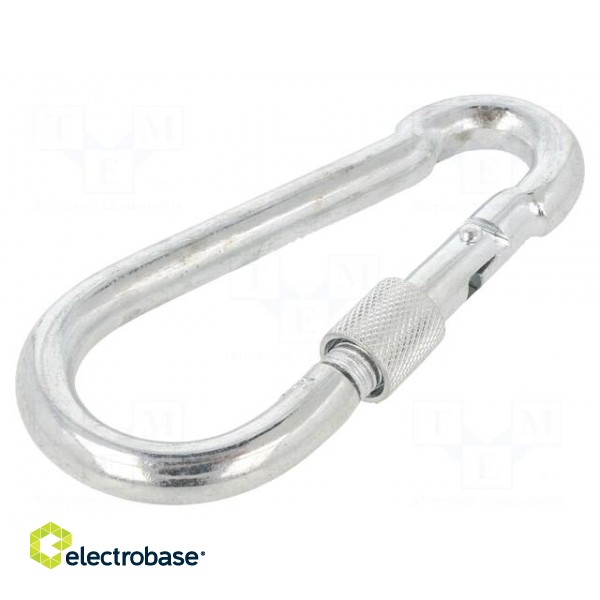 Carabiner | steel | for rope | L: 120mm | zinc | 11mm | with protection