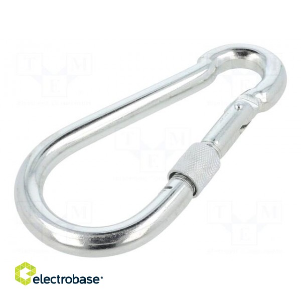 Carabiner | steel | for rope | L: 140mm | zinc | 12mm | with protection