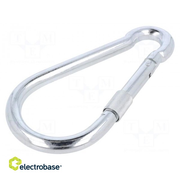 Carabiner | steel | for rope | L: 200mm | zinc | 15mm | with protection