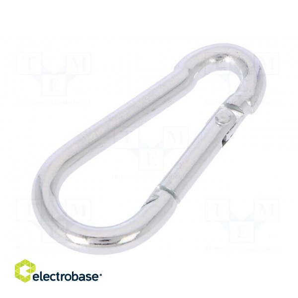 Snap hook | steel | for rope | 40mm | zinc | Size: 4mm