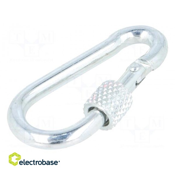 Snap hook | steel | for rope | 40mm | zinc | Size: 4mm | with protection