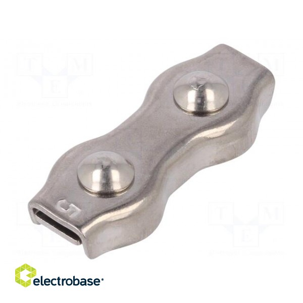 Rope clamp duplex | acid resistant steel A4 | for rope | Ørope: 5mm фото 1