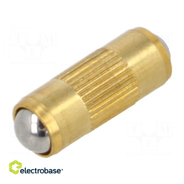 Ball latch | brass | L: 7.3mm | F1: 2N | F2: 4.5N | Øout: 3mm | double-sided