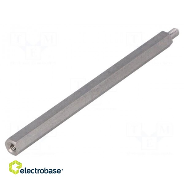 Screwed spacer sleeve | 100mm | Int.thread: M4 | Ext.thread: M4