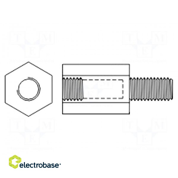 Screwed spacer sleeve | 100mm | Int.thread: M8 | Ext.thread: M8
