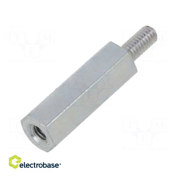 Screwed spacer sleeve | 15mm | Int.thread: M2,5 | Ext.thread: M2,5