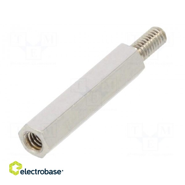 Screwed spacer sleeve | 18mm | Int.thread: M2,5 | Ext.thread: M2,5