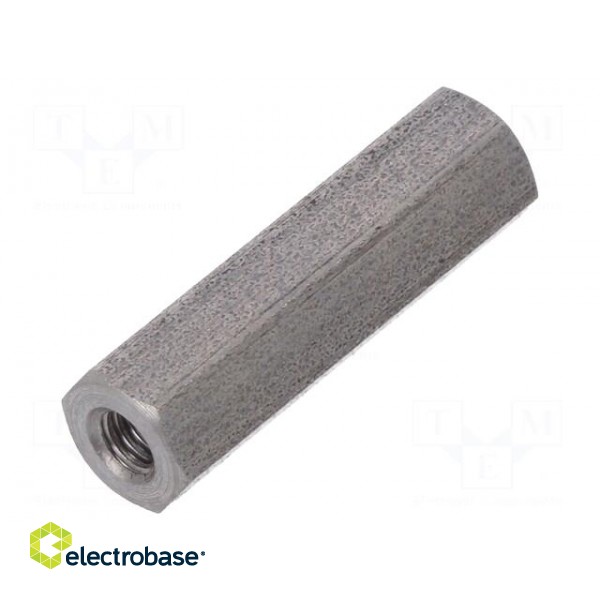 Screwed spacer sleeve | 18mm | Int.thread: M2,5 | hexagonal