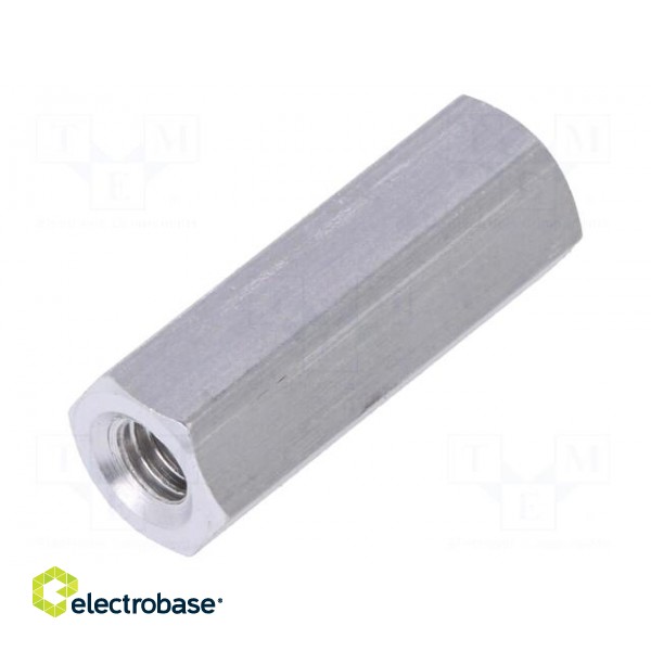 Screwed spacer sleeve | Int.thread: M4 | 20mm | hexagonal | aluminium