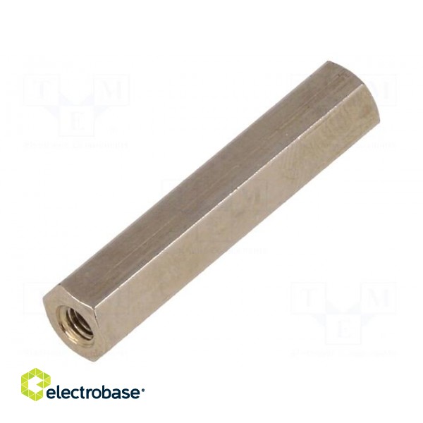 Screwed spacer sleeve | Int.thread: M3 | 30mm | hexagonal | brass