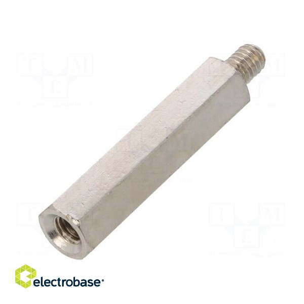 Screwed spacer sleeve | Int.thread: M4 | 30mm | Ext.thread: M4 | brass