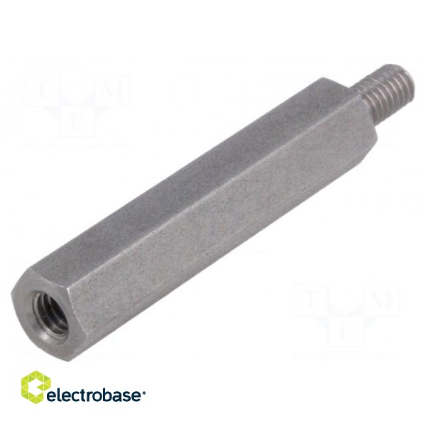 Screwed spacer sleeve | 35mm | Int.thread: M4 | Ext.thread: M4
