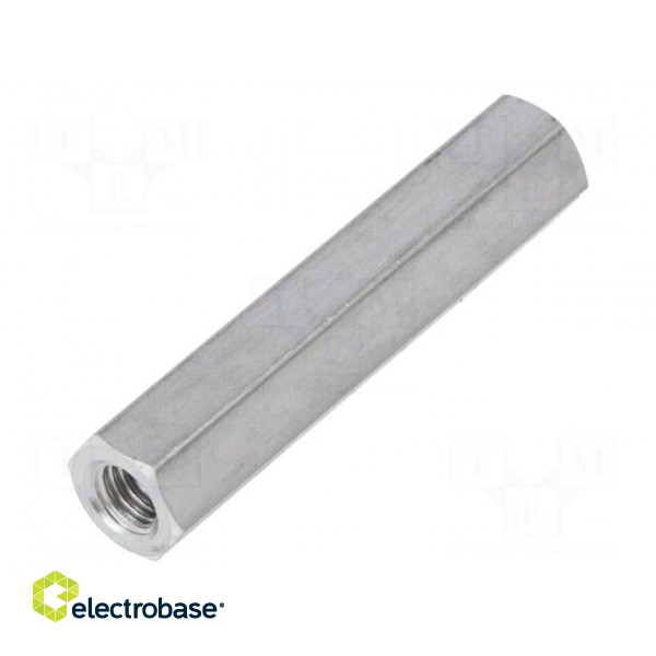 Screwed spacer sleeve | Int.thread: M5 | 40mm | hexagonal | aluminium