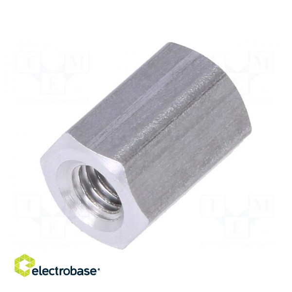 Screwed spacer sleeve | Int.thread: M3 | 8mm | hexagonal | aluminium